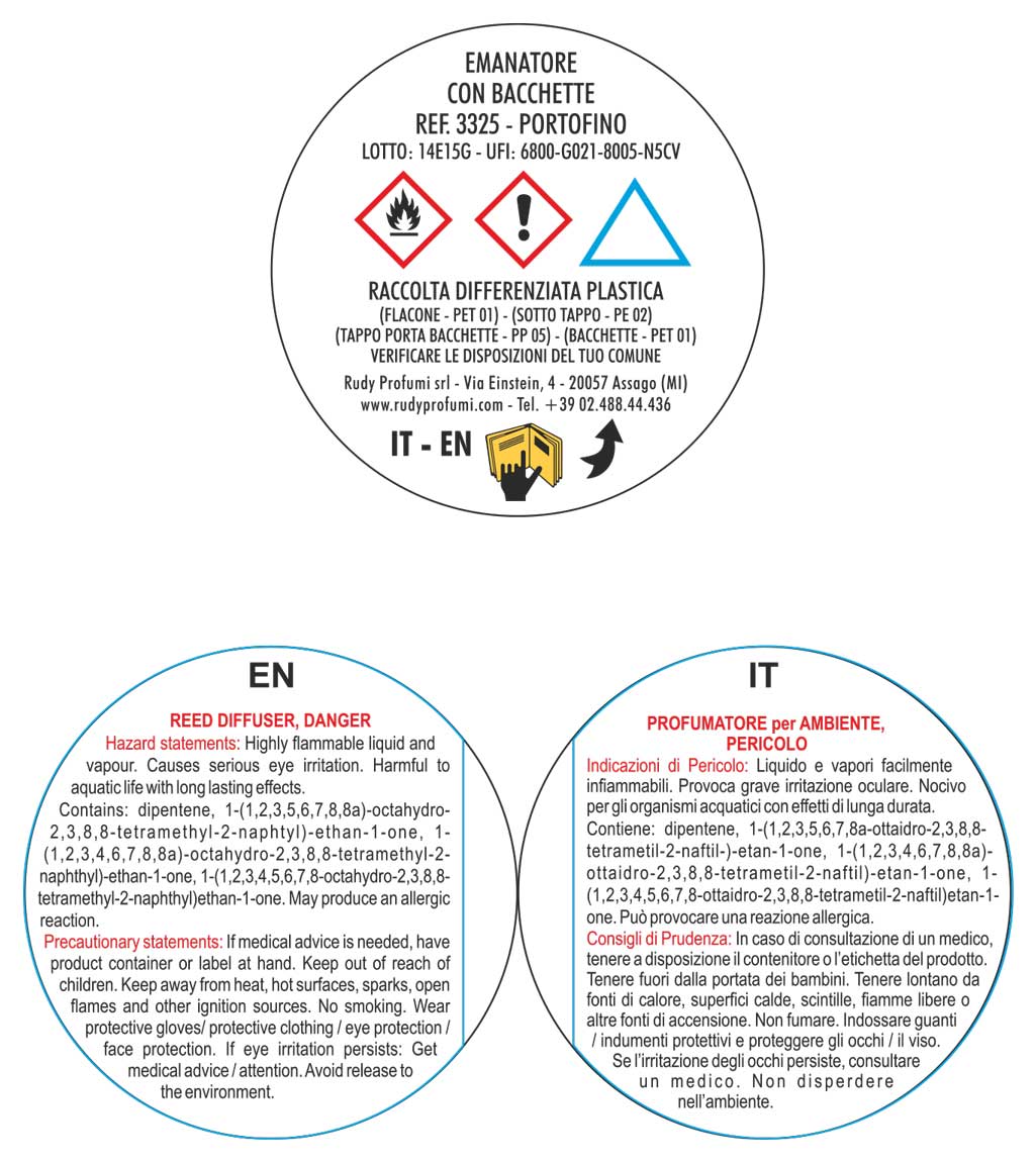 Etichetta completa profumatore per ambienti linea Portofino da 500 mL