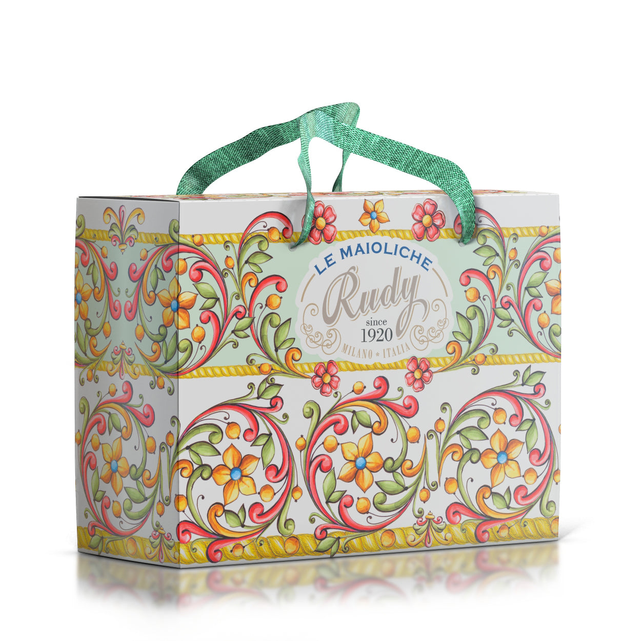 <b>Estuche de regalo con asas</b></br>27x11x21cm</br>4 productos</br><i>Le Maioliche</i>