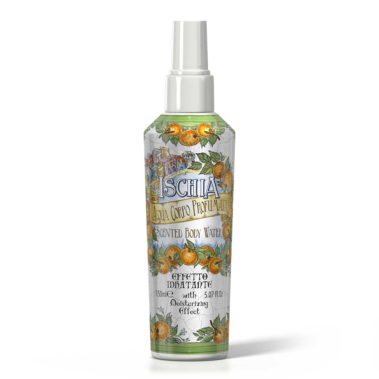 <b>Agua corporal perfumada de 150 mL</b></br>Efecto hidratante</br><i>Línea Ischia</i>
