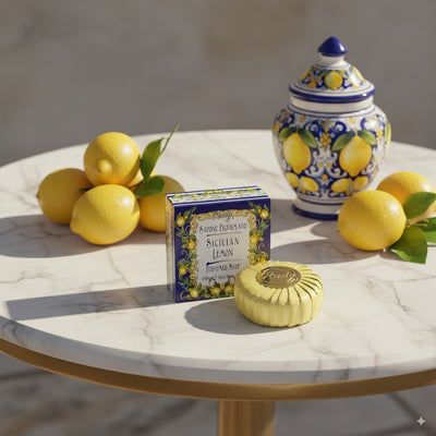 <b>Saponetta da 100g</b></br>Le Maioliche di Rudy</br><i>Sicilian Lemons line</i>