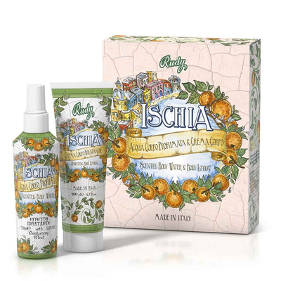 <b>Gift Box with Scented Body Water 150 mL + Moisturizing Body Cream 200 mL</b></br>Le Maioliche di Rudy</br><i>Ischia range</i>