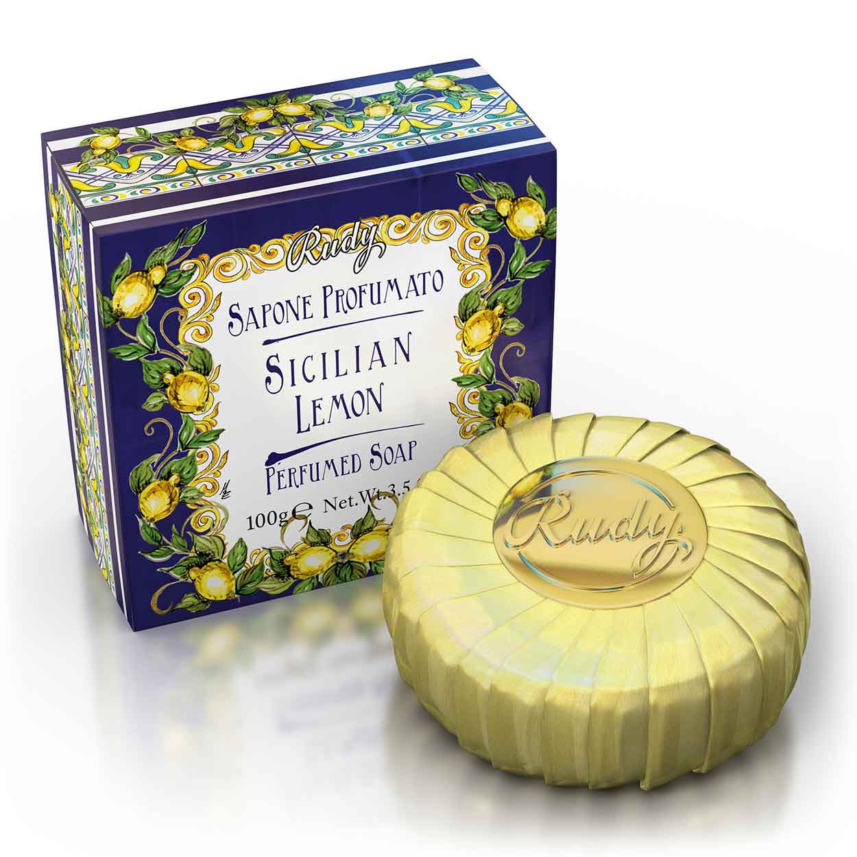 <b>Saponetta da 100g</b></br>Le Maioliche di Rudy</br><i>Sicilian Lemons line</i>