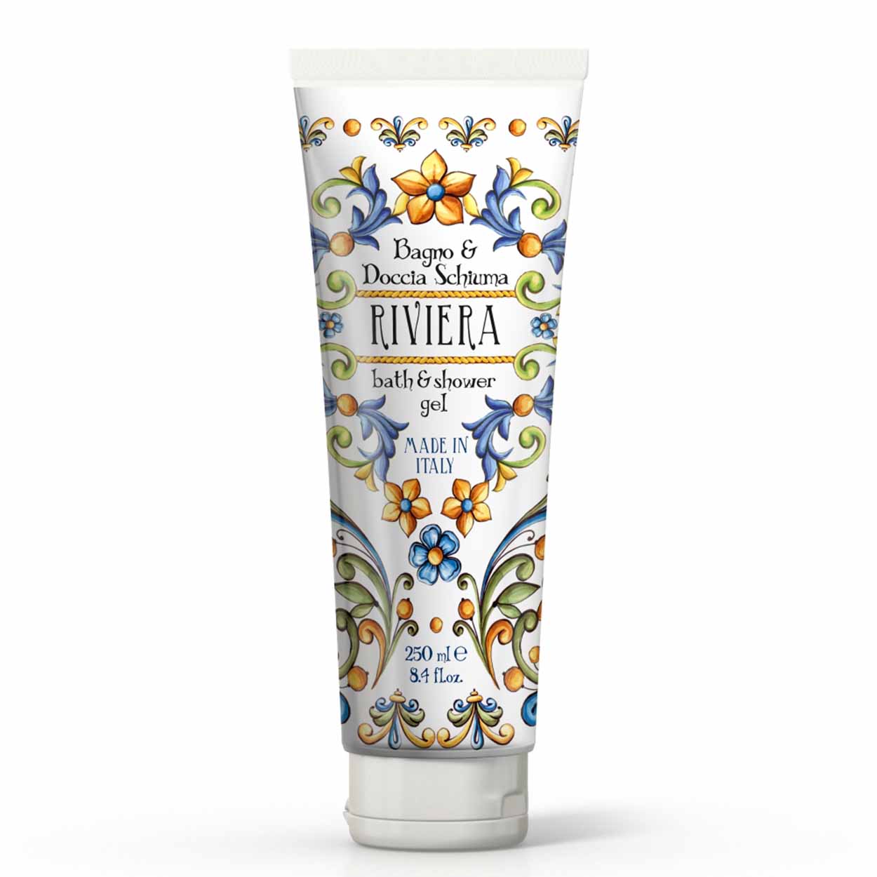 <p><b>Shower gel in Tube package 250 mL</b><br />
jarmine and vanilla<br />
<i>Riviera range</i></p>
