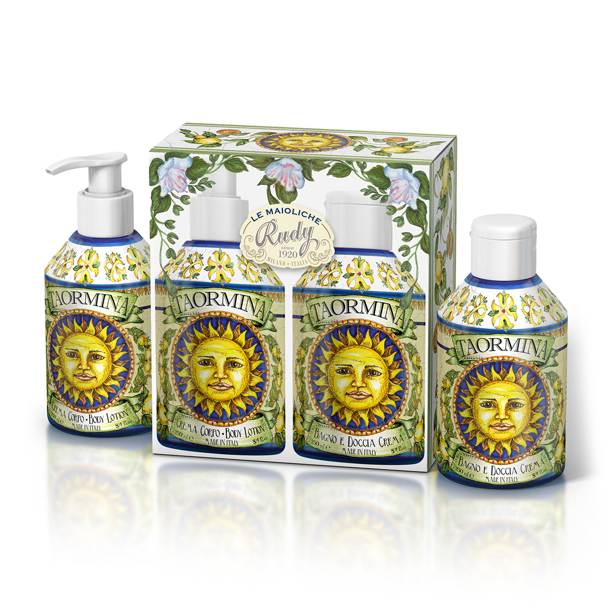 <b>Maioliche set</b></br>Bath and Shower gel 250 mL + Body cream 250 mL</br><i>Taormina range</i>