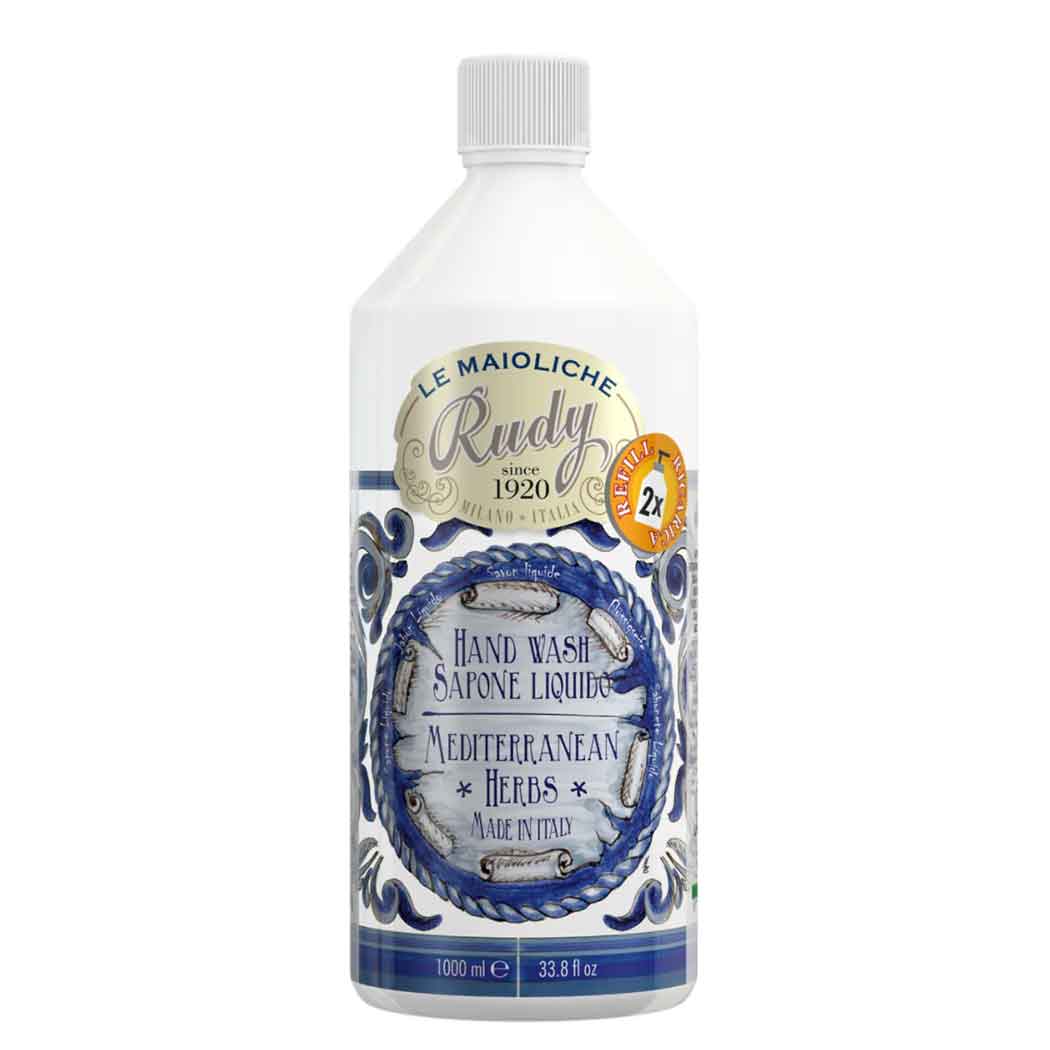 <b>Liquid hand soap Refill 1000 mL</b></br>Myrtle and Ginger</br><i>Mediterranean herbs range</i>